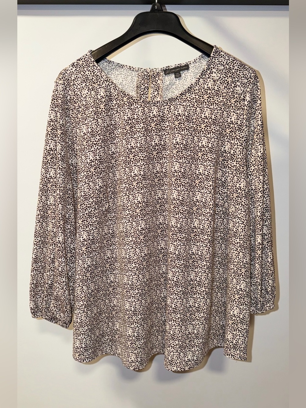 Adrianna Papell Beige and Black Printed Tunic